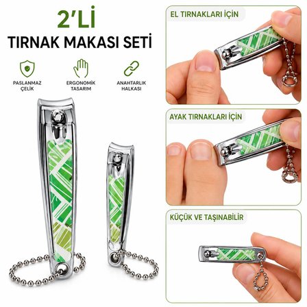 3B Trend İMA-031 2'li Paslanmaz Çelik Tırnak Makası Seti Büyük ve Küçük Boy El Ayak Tırnak Kesici