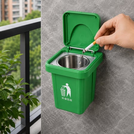 3B Trend Kendinden Yapışkanlı Duvar Tipi Küllük Çelik İç Hazneli Balkon Mutfak Duvara Monte Küllük