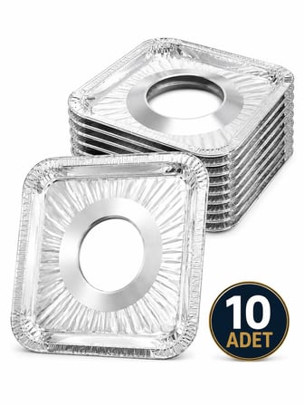 3B Trend 10 Adet Alüminyum Ocak Koruyucu 23x23 cm – Ocak Üstü Yağ Kir Koruma Levhası 11 cm İç Çap