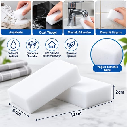 3B Trend Sihirli Temizlik Süngeri Çok Amaçlı Leke Çıkarıcı Melamin Sünger – Mutfak Banyo Temizliği