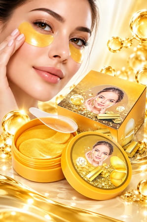 3B Trend Rose 24K Gold 60'lı Göz Altı Maskesi – Aydınlık, Nemli ve Pürüzsüz Göz Çevresi Görünümü