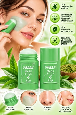 3B Trend Rose Green Mask Stick – Yeşil Çay Özlü Yüz Bakım Maskesi
