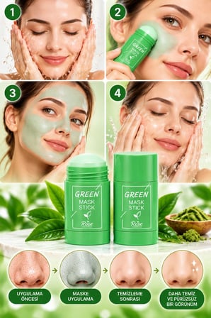 3B Trend Rose Green Mask Stick – Yeşil Çay Özlü Yüz Bakım Maskesi