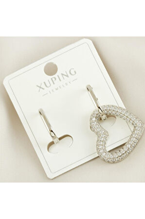 Xuping Kalp Zirkon Taşlı Lüks Çelik Küpe