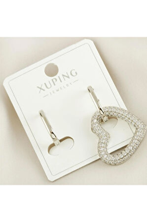 Xuping Kalp Zirkon Taşlı Lüks Çelik Küpe