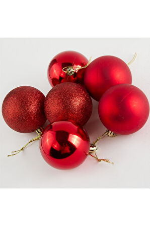 6 Adet Cici Top Yılbaşı Ağaç Süsü  6cm