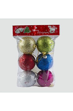 6 Adet Orta Cici Top Yılbaşı Ağaç Süsü