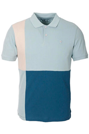 Erkek Polo Yaka Tişört Mavi %100 Pamuk Slim Fit Ribanalı Kol Garnili T-shirt NCS JEANS 1165