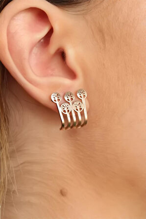 Rose Renk Ağaçlı Kadın Küpe