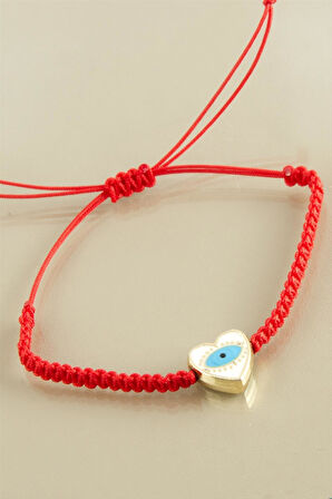 Kalp Göz Makrome Örgülü Bileklik