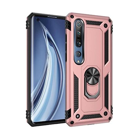 Smcase Xiaomi Mi 10 Kılıf Vega Yüzüklü Tank Kapak  Tam Kapatan Cam 