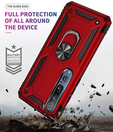 Smcase Xiaomi Mi 10 Kılıf Vega Yüzüklü Tank Kapak  Tam Kapatan Cam 