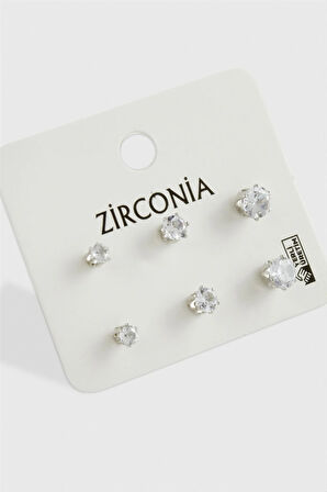 6 Adet Zirkon Tek Taşlı Küpe