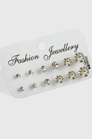 12 Adet Tek Taşlı Küpe