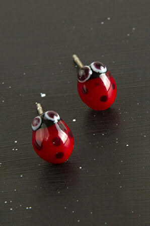 Uğur Böceği Cam Küpe