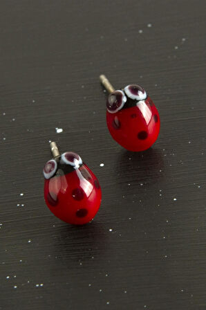 Uğur Böceği Cam Küpe