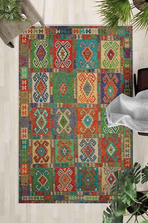 Kaymaz Taban Yıkanabilir Halı – Mutfak, Salon, Yatak Odası için Modern Dijital Baskı Halı (SLNHAL153
