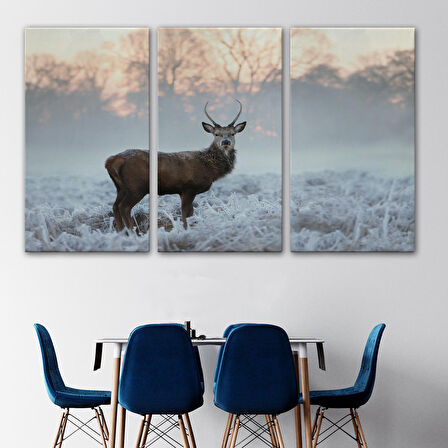 Harita Sepeti Geyik Dekoratif Kanvas Tablo 1166