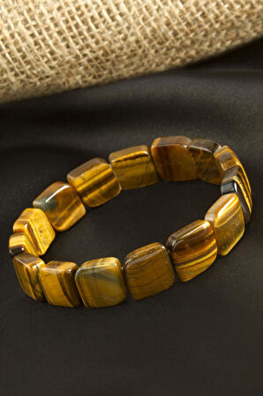 Kare Kesim Orjinal Kaplangözü Doğaltaşlı Bileklik