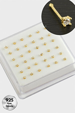 2 mm Kare Zirkon Tek Taşlı Gümüş Hızma 36 Adet