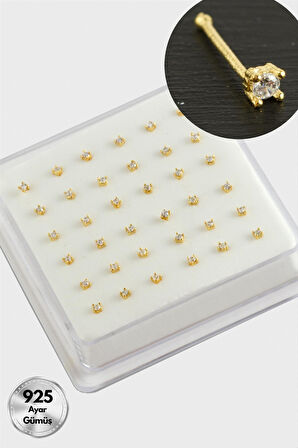 2 mm Kare Zirkon Tek Taşlı Gümüş Hızma 36 Adet