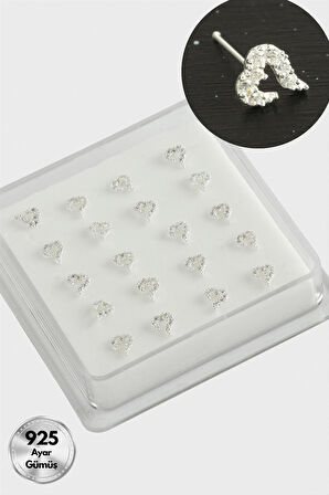 Kalp Zirkon Taşlı Gümüş Hızma 20 Adet