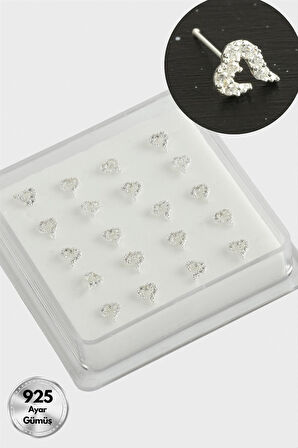 Kalp Zirkon Taşlı Gümüş Hızma 20 Adet