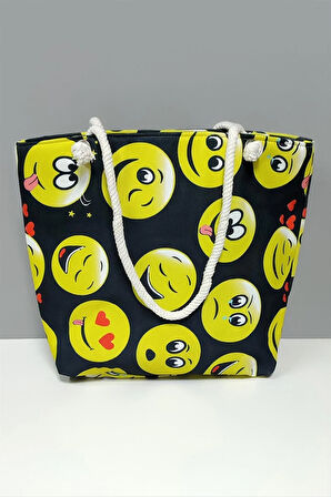 Emoji Desenli Plaj Çantası
