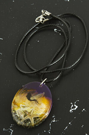 Deniz Kızı Oval Epoksi Kolye