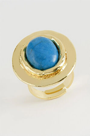 Oval Turkuaz Taşlı Yüzük