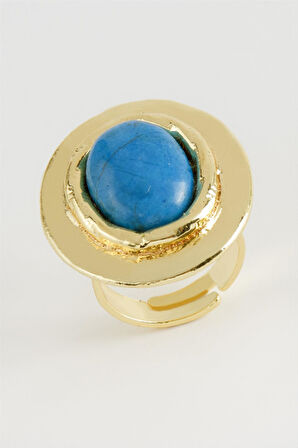 Oval Turkuaz Taşlı Yüzük