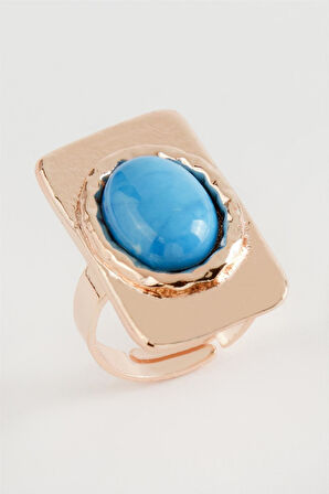 Dikdörtgen Turkuaz Taşlı Yüzük