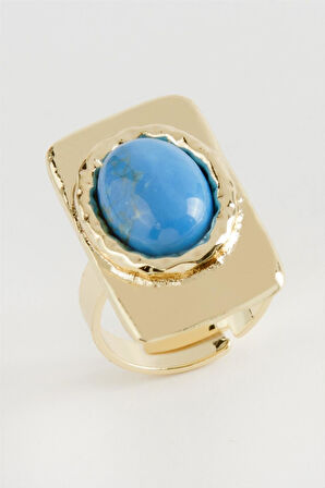 Dikdörtgen Turkuaz Taşlı Yüzük