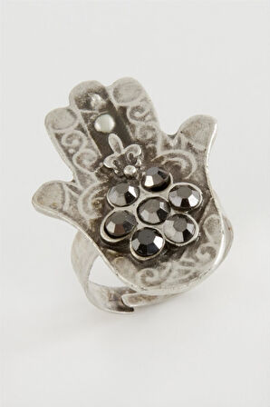 Ftma Ana Eli Osmanlı İşlemeli Taşlı Metal Yüzük