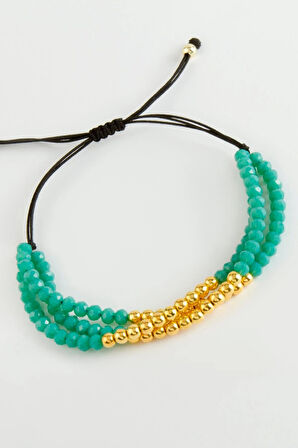 Top Metal Üçlü Kristal Bileklik