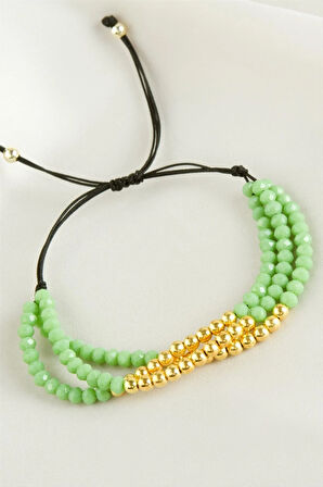 Top Metal Üçlü Kristal Bileklik