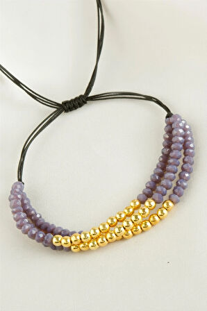 Top Metal Üçlü Kristal Bileklik