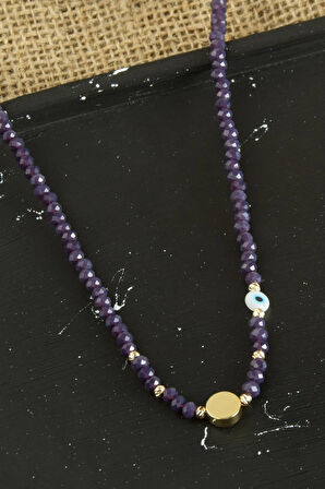 Nazar Metal Aparatlı Dorika Kristal Kolye