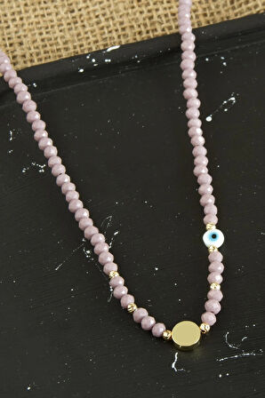 Nazar Metal Aparatlı Dorika Kristal Kolye