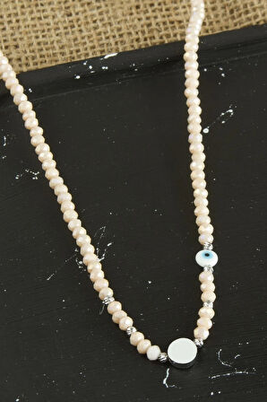 Nazar Metal Aparatlı Dorika Kristal Kolye