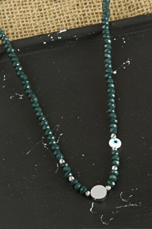 Nazar Metal Aparatlı Dorika Kristal Kolye