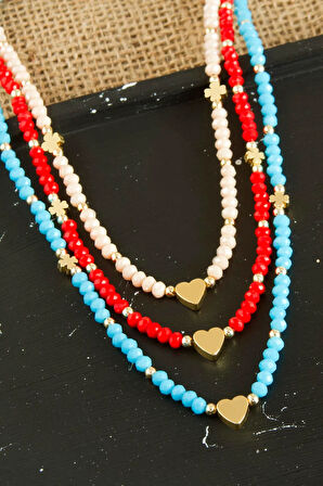 Kalp Metal Aparatlı Kristal Kolye