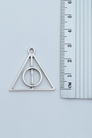 2'li Harry Potter Ölüm Yadigarları Üçgen - Antik Çubuk Gümüş Kaplama Kolye Seti