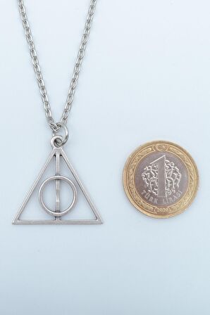 2'li Harry Potter Ölüm Yadigarları Üçgen - The Flash Erkek Kadın Kolye Seti 925 Ayar Gümüş Kaplama