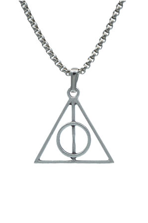 Harry Potter Ölüm Yadigarları Üçgen Örme Zincir Kolye - Gümüş Kaplama - Erkek Kadın Kolye - No:1415
