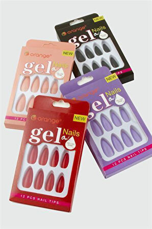 Orange Yapıştırıcılı Jel Takma Tırnak
