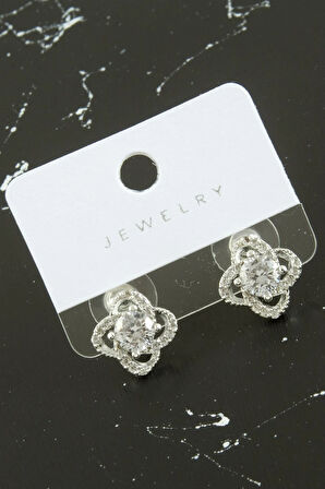 Çiçek Zirkon Taşlı Küpe