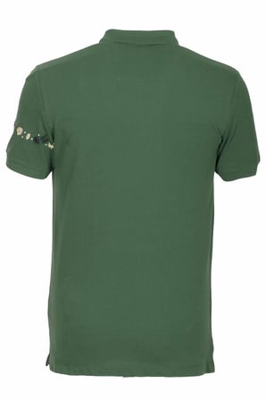 Erkek Polo Yaka Tişört Koyu Yeşil %100 Pamuk Slim Fit Ribanalı Kol Nakışlı T-shirt NCS JEANS 1169