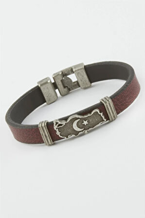 Ay Yıldız Suni Deri Bileklik