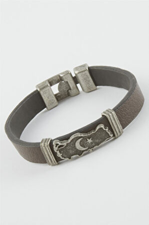 Ay Yıldız Suni Deri Bileklik